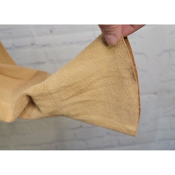 Oscar delarenta Vintage  Y2K Ruffle Flare Sz 10P Faux Suede NWT Old Money Camel - Picture 3 of 7